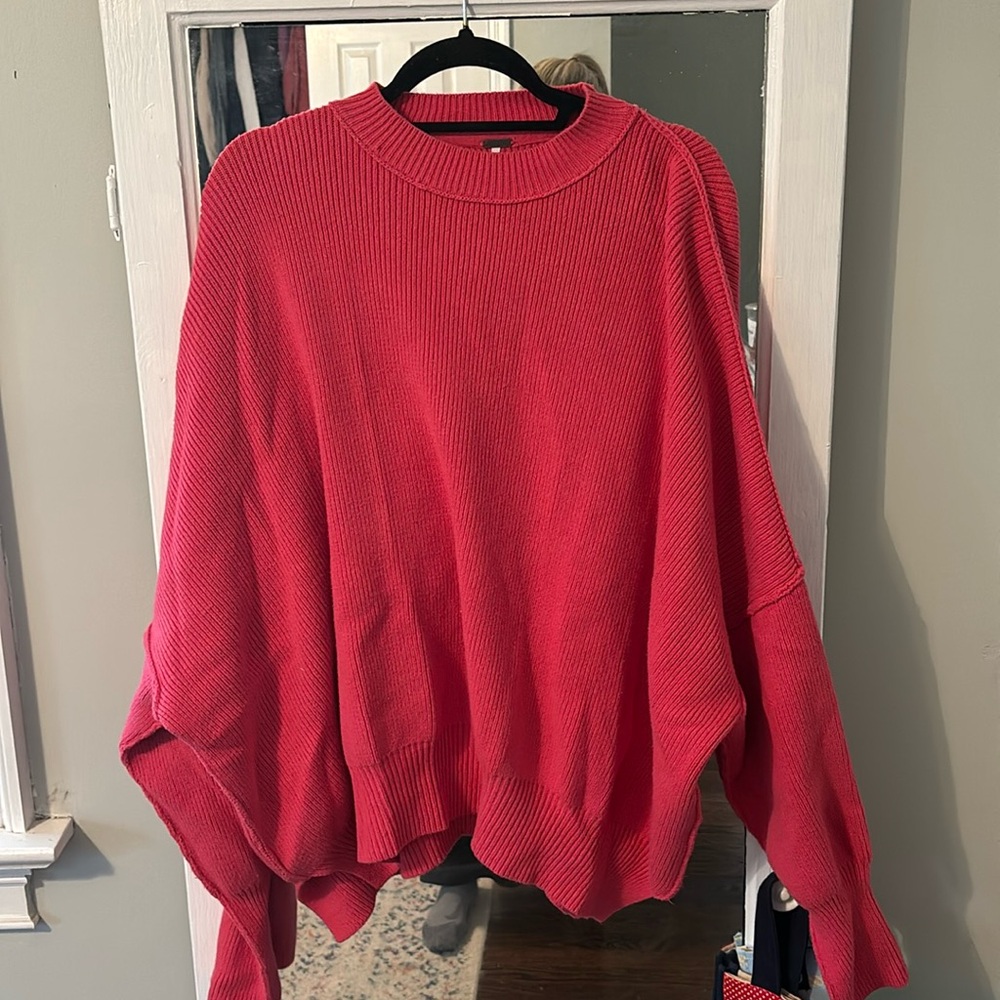 Free People Red Crew Neck Sweater
